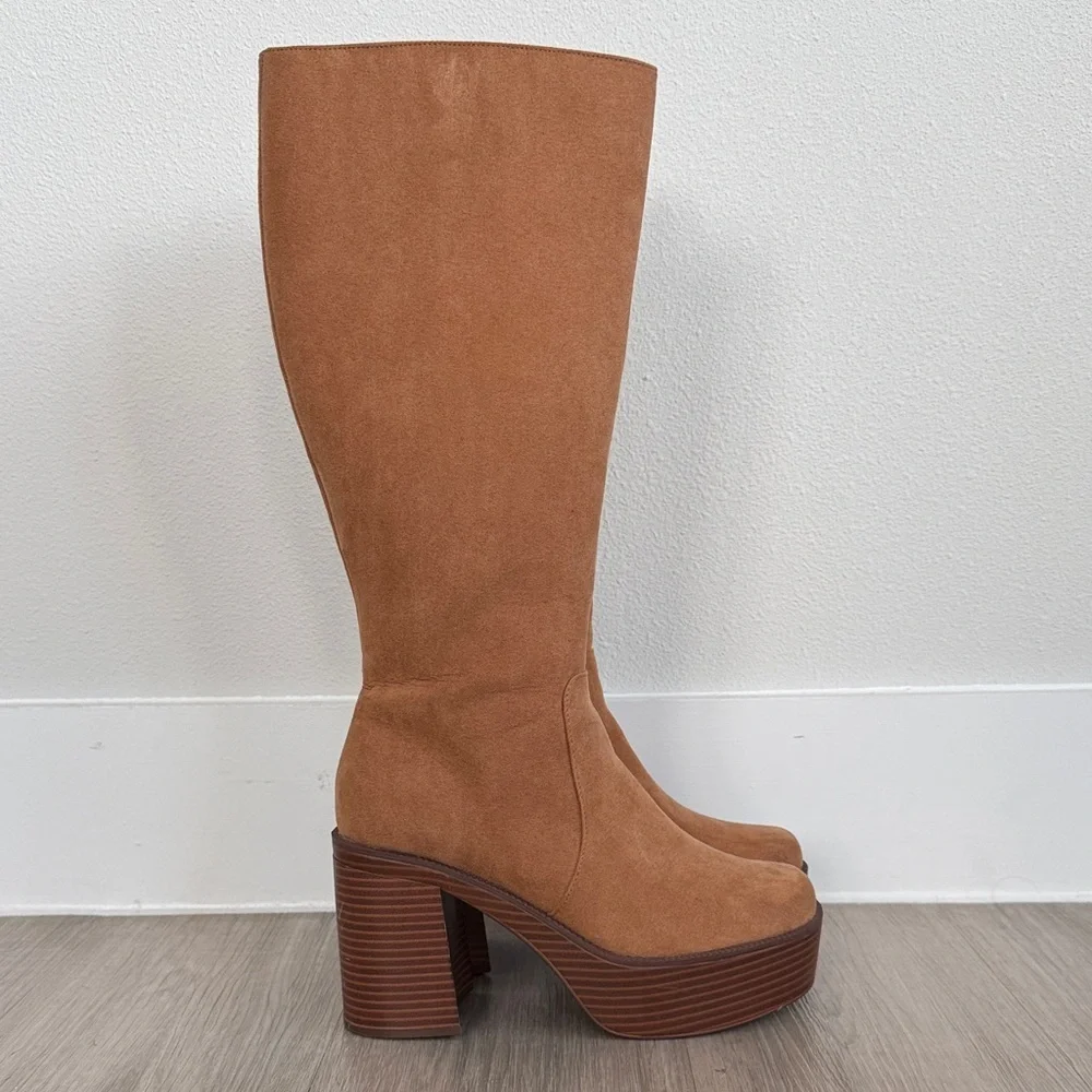Madden Girl Tan Suede Heeled Boots - Picture 6 of 6